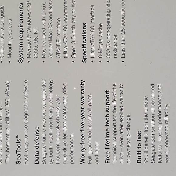 Seagate 120 GB In Box Upgrade Kit Internal Hard Drive. Never Used - Picture 16 of 16